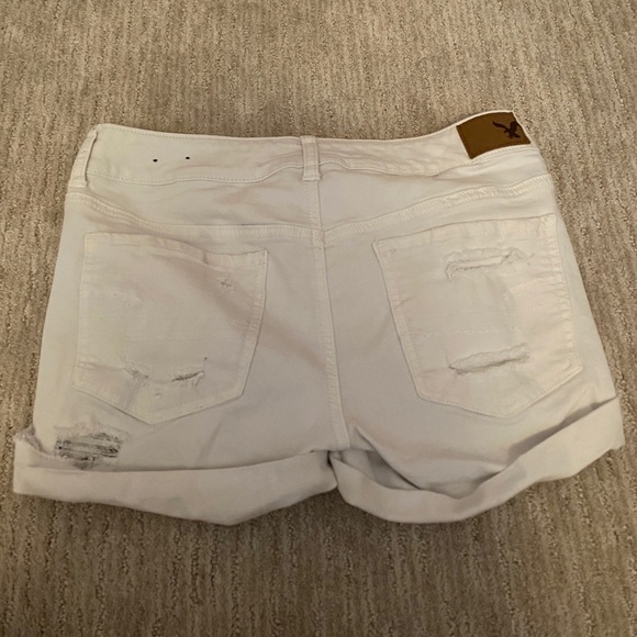 American Eagle white jean shorts midi super stretch low rise - Picture 2 of 4